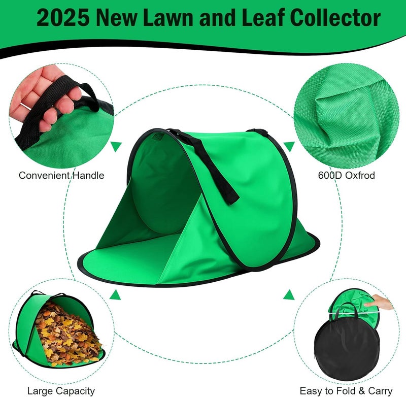 VICAMB 2025 New 60 Gallon Pop-Up Foldable Leaf Collector,Portable LeafBag,600D Oxford Cloth Leaves Pick Up Tool,Thicken Collapsible Leaves Picker Bag,Dustpan-Type Lawn Collector,Reusable Yard Garden Bag - Image 3